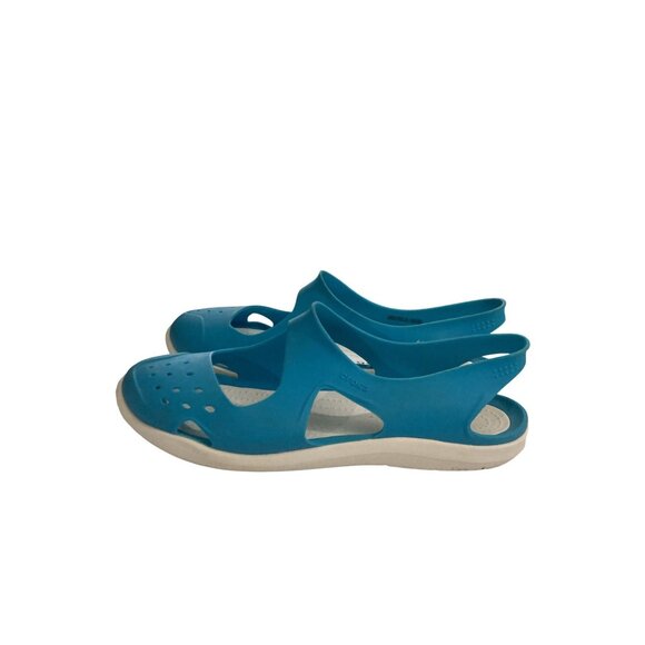 Crocs Womens Size 6 Slip-On Blue Perforated flat comfort Sandals shoes - Picture 3 of 8